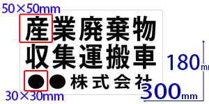産業廃棄物収集運搬車マグネット W300×H180(円)